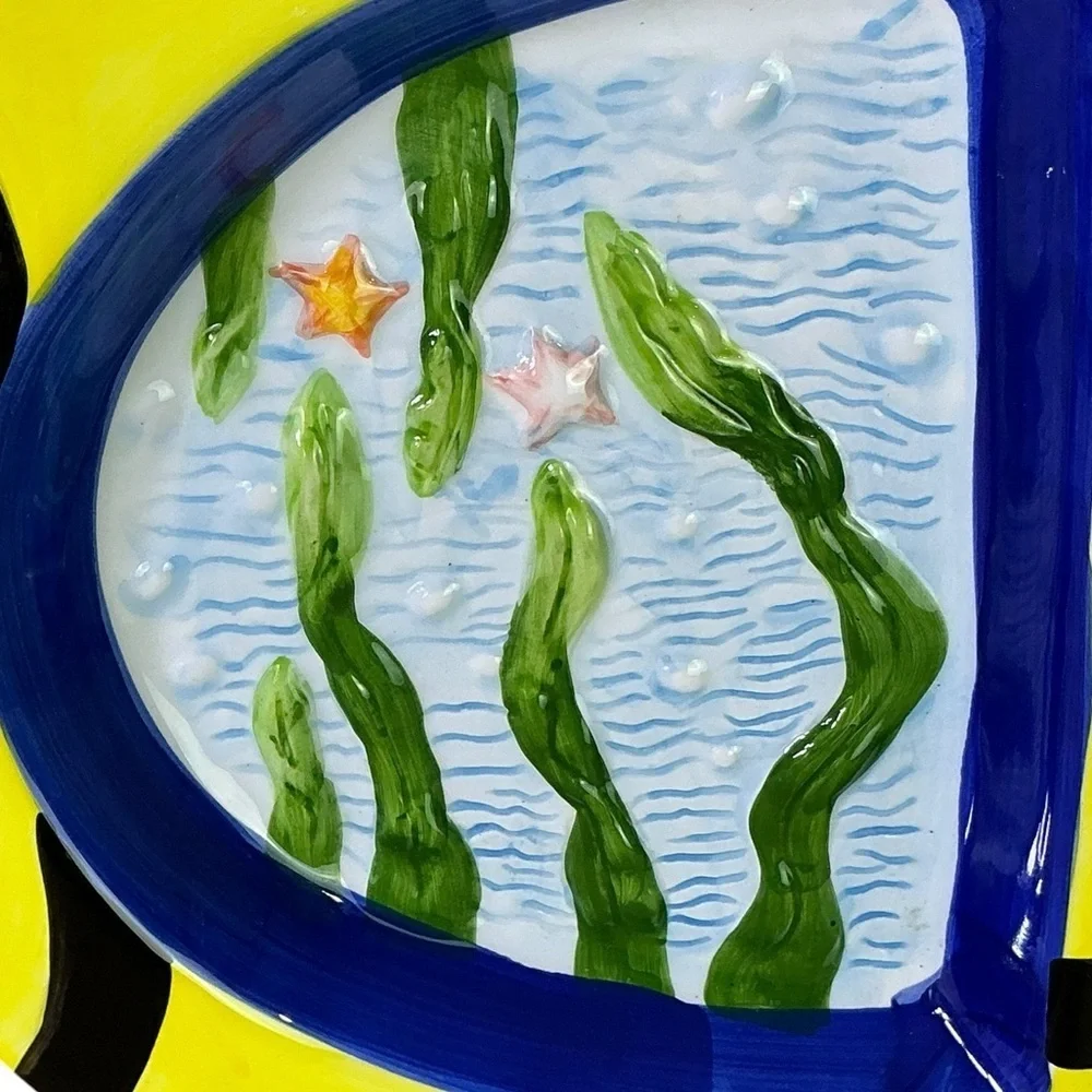 Tropical Angel Fish Design Dip Bowl Decorative Platter Tray 13 Inches